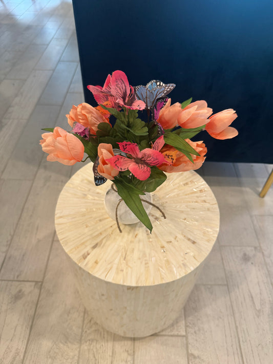Artificial Floral Arrangement-Tulips and butterflies