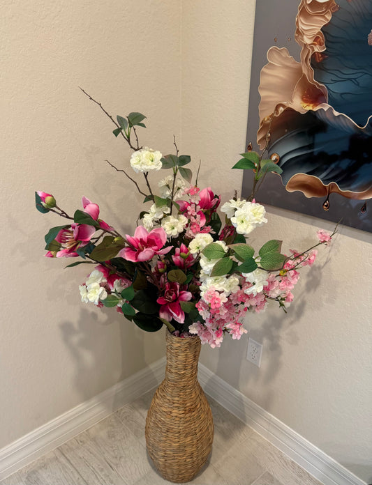 Cherry Blossom, Fushia and White Floral Arrangement