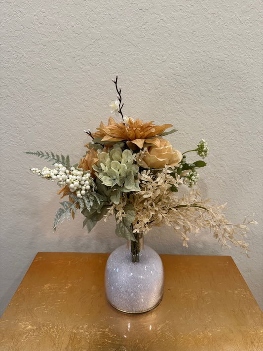 Elegant Dahlia & Rose Bouquet with Plush Accents